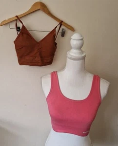 Women's Sports Bra Set Peach Brown Size S - Pack of 2 - Picture 1 of 5