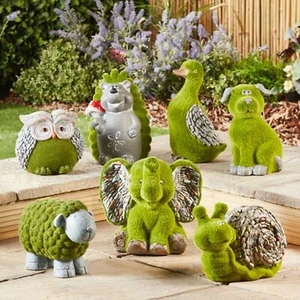 Flock Garden Ornaments Outdoor Animal Gnome Decorations Moss Design Solar Power - Picture 1 of 27