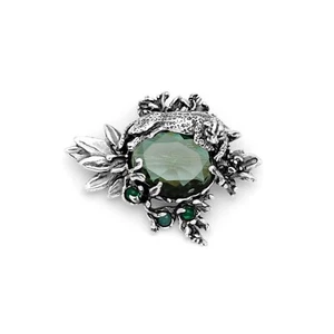 Spilla In Argento 925 Giovanni Raspini Amazzonia quarzo e siamiti verdi 11900 - Picture 1 of 4