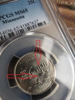 mint errors 2005 P MINNESOTA one extra stick and one fish caught NO GLASS NEEDED - Image 1 of 3