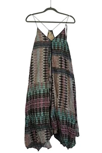 Anthropologie Akemi + Kim Riviera Boho Midi Dress Medium Tassel Tie Hanky Hem - Picture 1 of 4