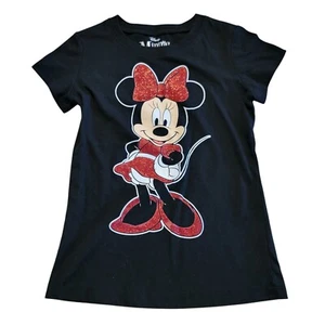 Disney Minnie Mouse T-shirt Black Youth Girls Size 6 / 6X  Glitter Design NEW  - Picture 1 of 6