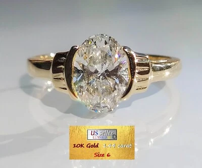 1.44 carat certified lab created diamond ring,10k solid gold ring size 6 - Image 1 of 4