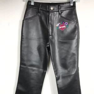 Harley Davidson Kid's Girl  Faux Leather Pants size 8 - Picture 1 of 9