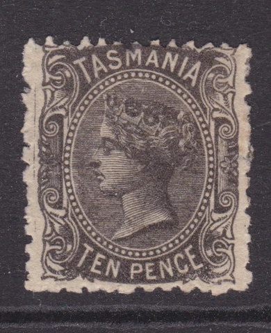 TASMANIA RARE 1870 10d Black QV TABLET WMK 10 MINT/MLH SG 131 CV$90+ (NF99) Cover