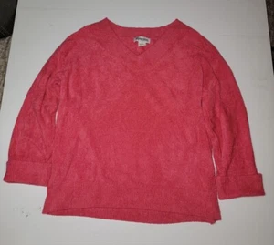 HAMPSHIRE STUDIO MEDIUM SOFT PINK LONG SLEEVE V-NECK PULLOVER SWEATER COMFY - Picture 1 of 3