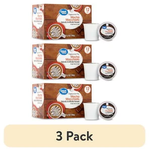 3 Pack Great Value Mocha Macchiato Cappuccino Medium Roast Coffee Pods 12 Ct - Picture 1 of 4