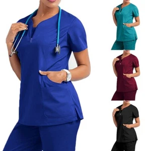Damen Schlupfkasack Kasack Kurzarm Arbeitskleidung Damenkasack Pflege Top S-2XL - Bild 1 von 9