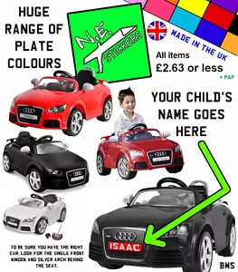 Personalised Number Plate(s) to fit kids Audi TT RS 6V electric ride on toy car - Picture 1 of 5