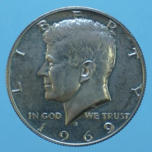 AMERICA 1/2 DOLLARO 1969 KENNEDY ARGENTO SILVER MONETA NUMISMATICA CURRENCY - Foto 1 di 2