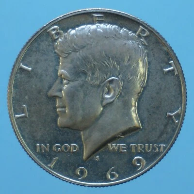 AMERICA 1/2 DOLLARO 1969 KENNEDY ARGENTO SILVER MONETA NUMISMATICA CURRENCY - Immagine 1 di 2