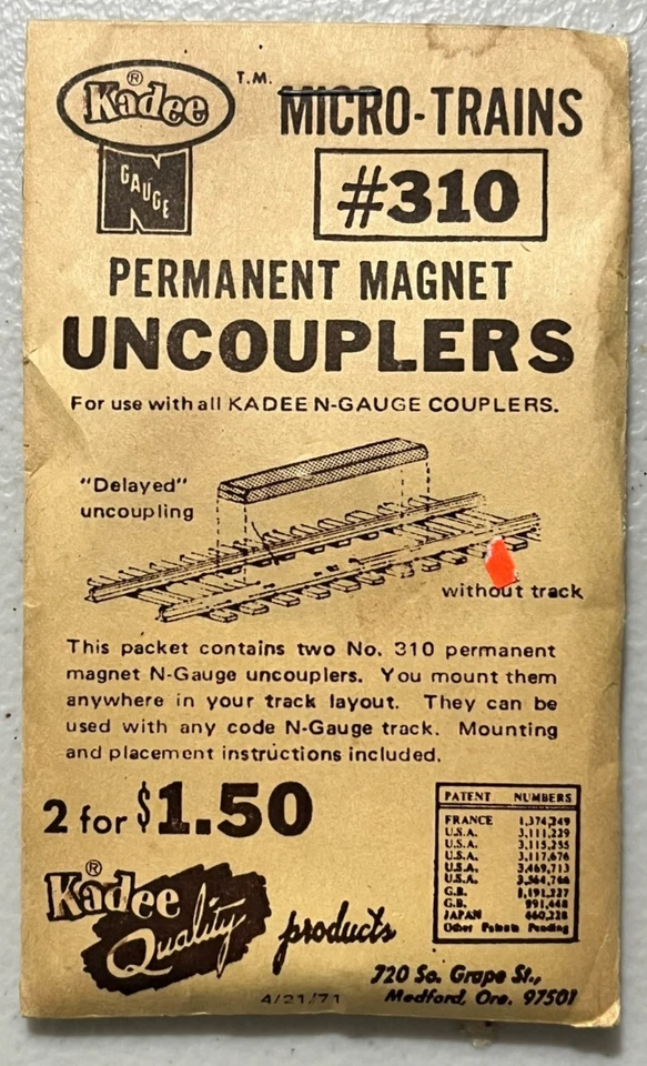 Kadee N Scale Permanent Magnet Uncouplers #310 - Image 1 of 1