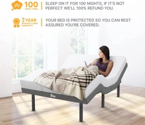 Queen Adjustable and Massage Bed Frame USB Wireless Remote with 12" Mattress - Picture 1 of 6