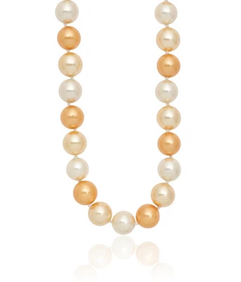 925 Sterling Silver 12mm Yellow White Shell Pearl Chain Necklace - Image 1 of 4