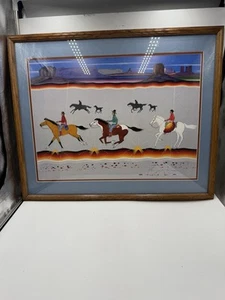 JUSTIN TSO ART PRINT SIGNED 226/300 “THE RACE IS ON" NATIVE AMERICAN ART Horses - Picture 1 of 13