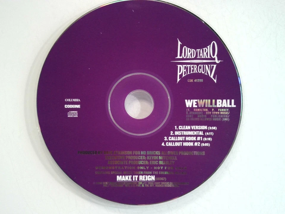 Lord Tariq & Peter Gunz — We Will Ball CD 1998 ПРОМО сингл хип-хоп Columbia - Изображение 1 из 1