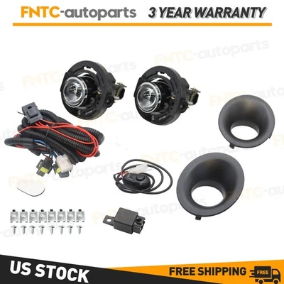 PAIR For 2015-2022 Dodge Challenger Fog Light Lamps+Wiring+Switch Kit Clear Lens - Image 1 of 4