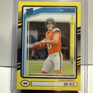 2024 Panini Donruss - Rated Rookie Bo Nix #369 Yellow Press Proof (RC) - Picture 1 of 10
