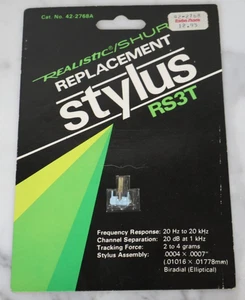 Nice New NOS REALISTIC SHURE 42-2768A RS3T Replacement Stylus NEW OLD STOCK HiFi - Picture 1 of 4
