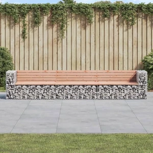 Gartenbank aus Gabionen 347x71x65,5 cm Massivholz Douglasie - Bild 1 von 8