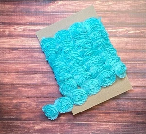 Turquoise Shabby Chic Chiffon 3D Flower Trim, 2 Yards X 1" wide Sewing, Craft - Picture 1 of 4
