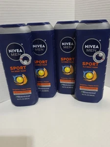 Menge 4 NIVEA MEN Sport 3 in 1 Duschgel, Mandarine/Pfeffer Duft 16,9oz - Bild 1 von 5
