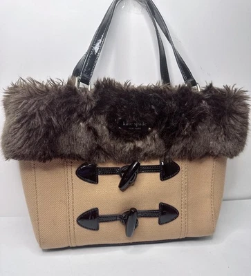 Bolso Cartera Kate Spade Quinn Foxtrot Hill Otoño Beige Lona Piel Foto 1 de 4