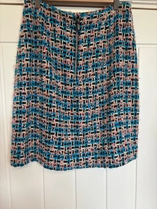 L.K. BENNETT Blue/Black/Pink Knee Length Tweed Weave Skirt with Zip, UK Size 10 - Picture 1 of 8