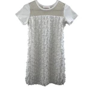 See By Chloe Etuikleid Kurzarm Weiß Wolkentänzerin Strick Struktur Fransen XS - Bild 1 von 7