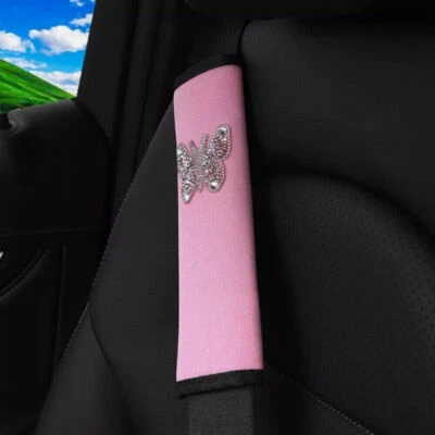 Accesorios para automóvil Cinturón de seguridad Almohadilla para el hombro Correa Cubierta con Bling Estrás Mariposa Foto 1 de 4