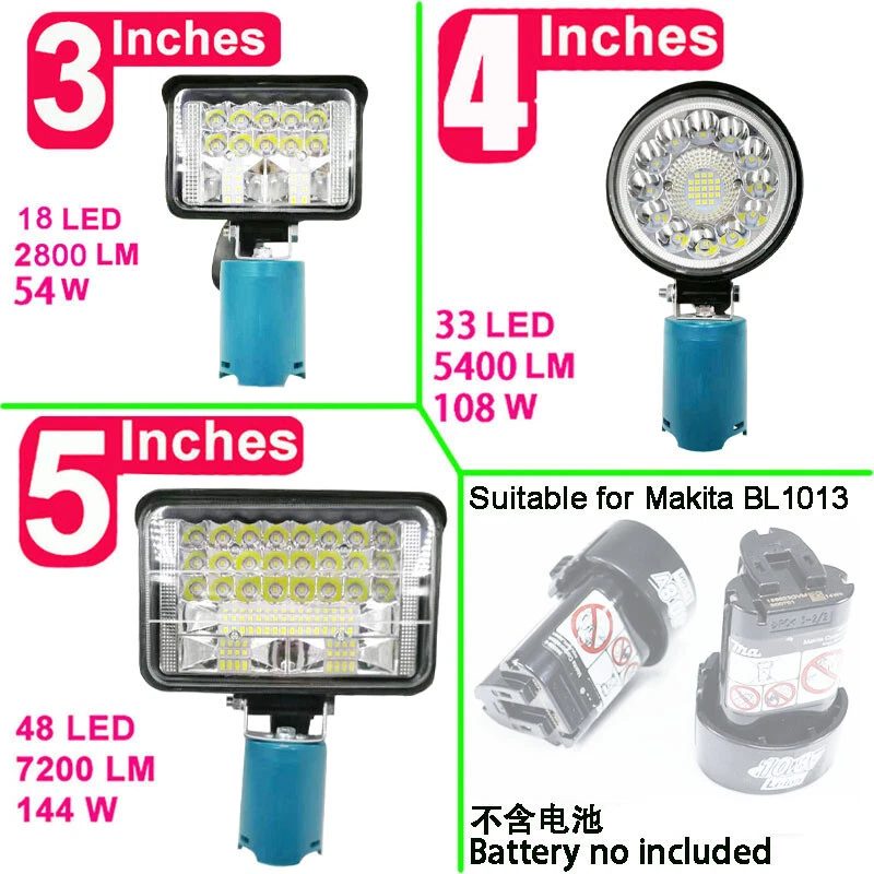 3"/4"/5" Cordless LED Work Light Flashlight for Makita 10.8V Li-ion Battery  New - Image 1 of 4