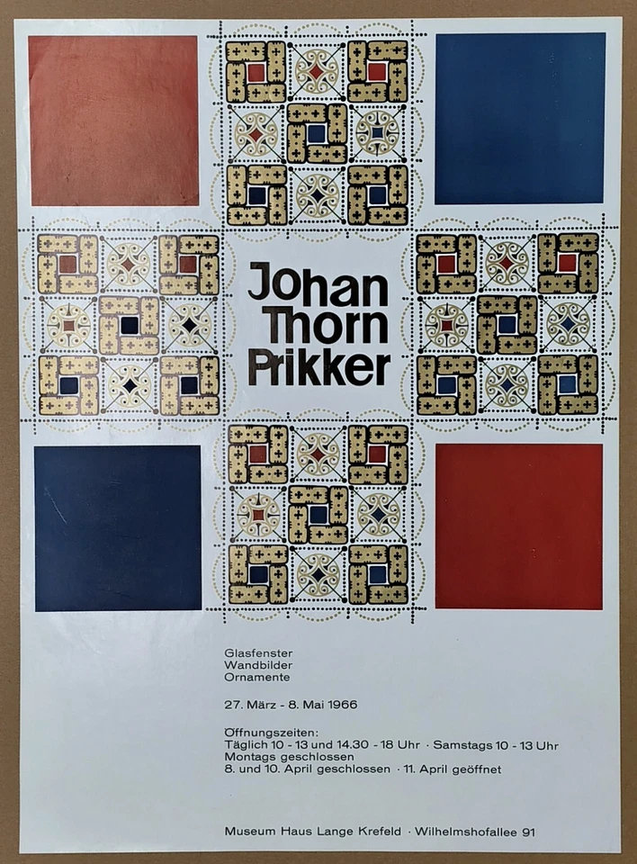 Johan Thorn Prikker (1903-1980) Ausstellungsplakat Museum HausLange Krefeld 1966 - Bild 1 von 1