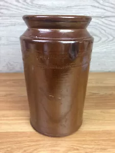 Jarrón de gres marrón esmaltado soporte para utensilios 8" de alto - Imagen 1 de 8