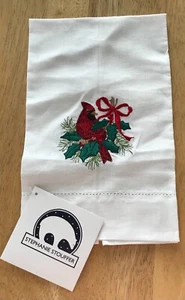Peking Handicraft Stephanie Stouffer CARDINAL Embroidered Tea Towel 14" x 22" - Picture 1 of 3