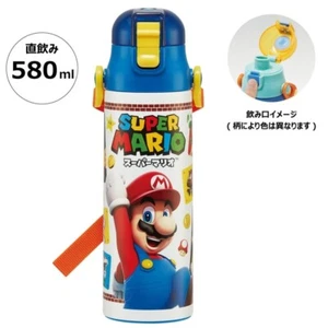 Skater Stainless Steel Kids Water Bottle Direct Drinking 580ml Super Mario - Picture 1 of 8