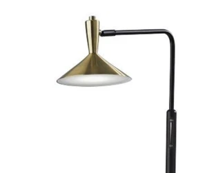 Pair of West Elm Beveled Shade LED Floor Lamps (2) Black Bronze Dimming - Picture 1 of 6