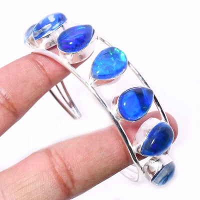 Bracciale braccialetto artigianale in argento 925 con pietra preziosa opale t... - Immagine 1 di 3