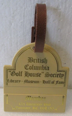 BOLSA DE PLÁSTICO ETIQUETA-COLUMBIA BRITÁNICA "CASA DE GOLF" MIEMBRO DE LA SOCIEDAD Foto 1 de 3