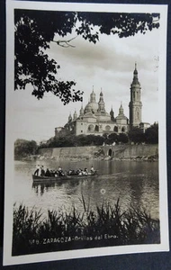 ANTIGUA POSTAL ZARAGOZA ORILLAS DEL EBRO BASILICA EL PILAR POSTCARD CC03541 - Picture 1 of 1