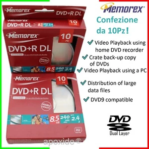 MEMOREX® DVD+R DUAL LAYER★CONFEZIONE da 10 PZ DVD+R DL★CAMPANA 10 DVD 8,5GB DVD9 - Picture 1 of 4