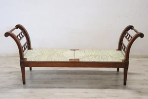 Panca antica in legno di noce e paglia epoca Luigi XVI fine '700 - Foto 1 di 15