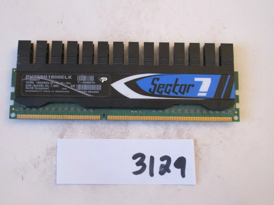Patriot PV736G1600ELK 2Gb PC3-12800 1600Mhz DDR3 Desktop Memory RAM (3129) - Image 1 of 2