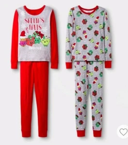 Girls Christmas Pajamas SHOPKINS  Size 4 -Set of 2-Cotton NEW   - Picture 1 of 4
