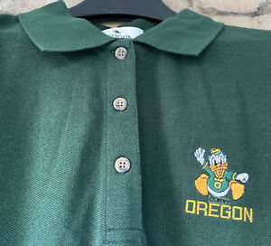 Vintage Disney Oregon Ducks Shirt WOMENS LARGE Polo Embroidered Logo Golf