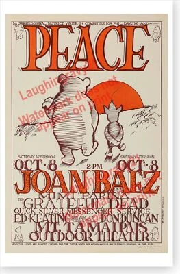Grateful Dead Joan Baez Retro 1966 Mt. Tamalpais Concert Poster