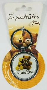 NWT Z Priatel'stva Slovak friendship bears silver metal pendant keychain Gift - Picture 1 of 5