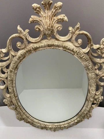 Vtg MCM Homco Gold Cream Wall Mirror Hollywood Regency Shabby Cottage 1967 READ Cover