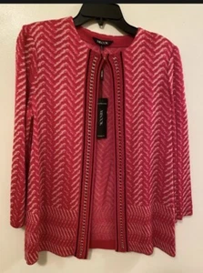 NWT Misook Heritage Fit Women’s Pink Multi Acrylic Jacket S $428 - Picture 1 of 6