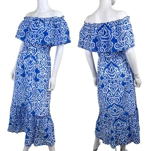 Vestido Tommy Bahama Calli's Talla S Calypso Fuera del Hombro Seda Algodón Nivel Medio - Imagen 1 de 16