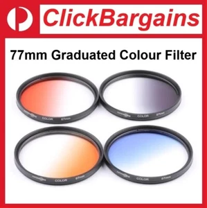 77mm Graduated Color Lens Filter Blue Green Grey Orange Purple Red Yellow 77 mm - Picture 1 of 4